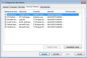 Quitar programas del inicio de Windows 7