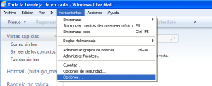 Quitar desvincular eliminar mi cuenta del MSN de Windows Live Mail