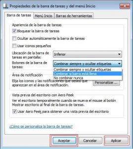 Desagrupar ventanas en la barra de tareas de Windows 7