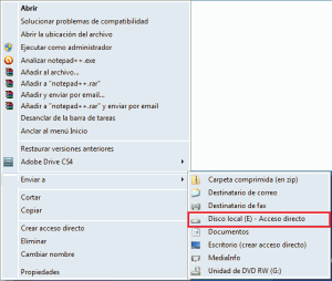 Modificar menu enviar a windows 7