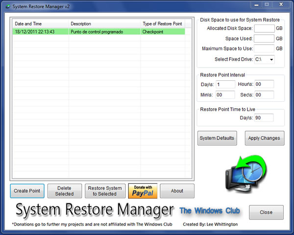 Personalizar los puntos de restauración de Windows con System Restore Manager