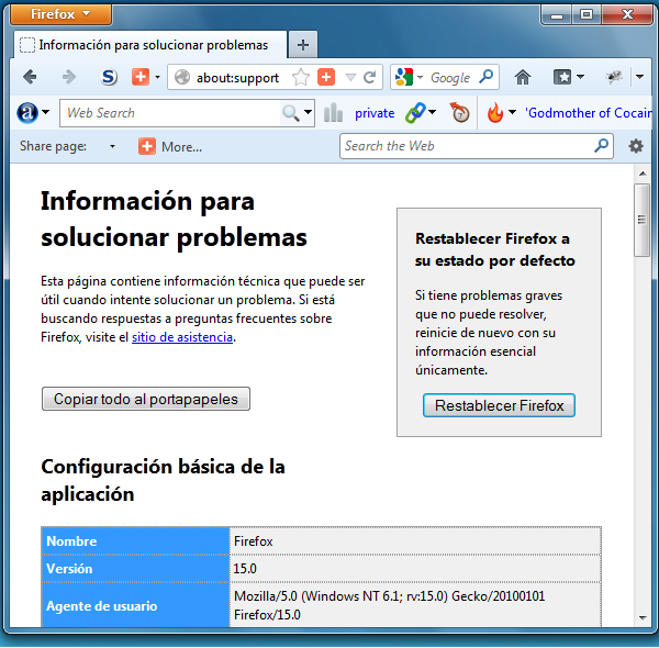 Como restablecer Firefox a su configuración original por defecto