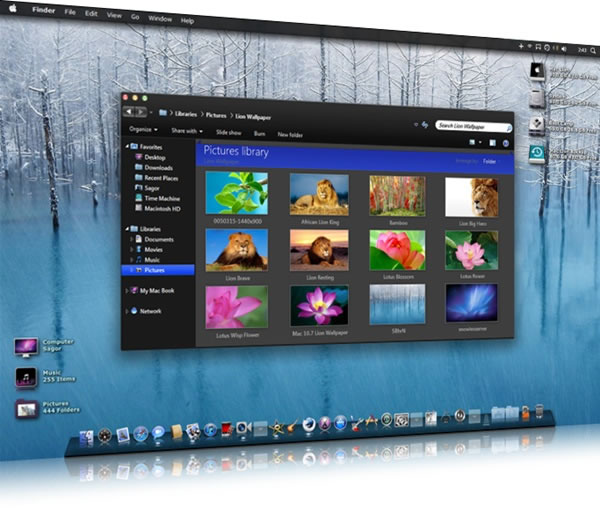 Dark Lion Beta for Windows 7, un tema inspirado en el producto de Apple Mac OS
