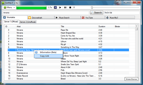 GetMP3 descargar música gratis en MP3 de Internet