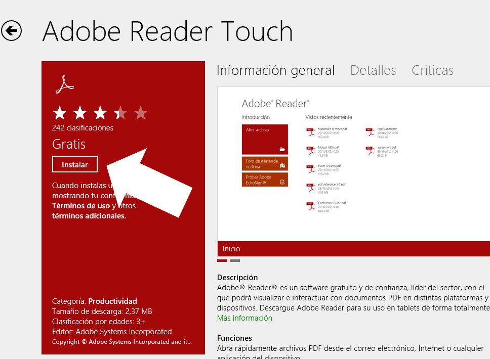 Adobe Reader Touch