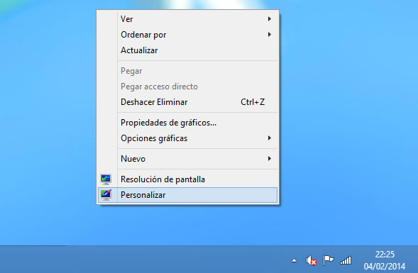 Como mostrar los iconos del sistema en el escritorio de Windows 8