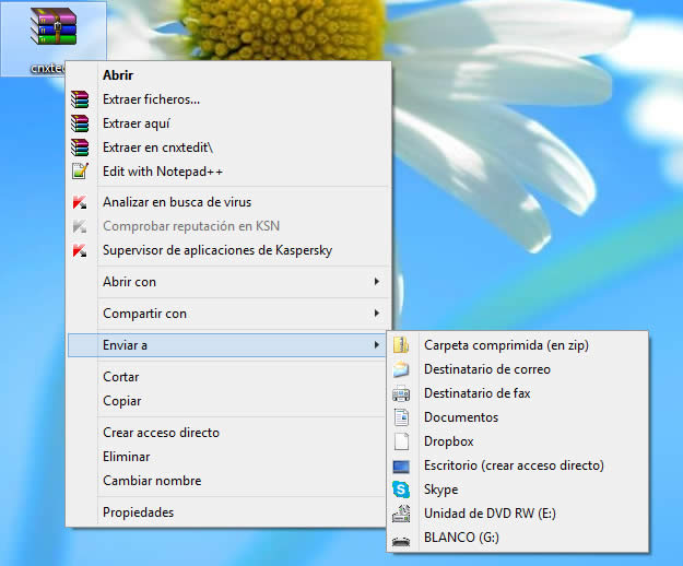 Como agregar y borrar elementos del menú Enviar a de Windows 8